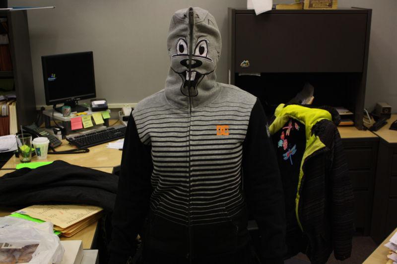 Kids dc travis pastrana  masked squirell zipup grey hoodie large