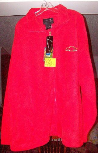 Red fleece chevy zippered polar jacket w/ embroidered bowtie logo 2xl new!!!