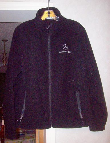 Mercedes black fleece zipper jacket womens large new!!