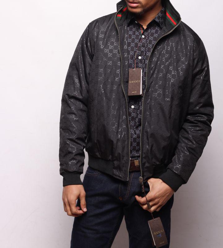 Mens black gucci regular fit fall / winter jacket size xxxl coat ( label 56 )