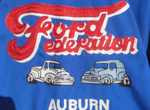 Vintage 1953 ford federation embroidered custom jacket w original ford pins xxl