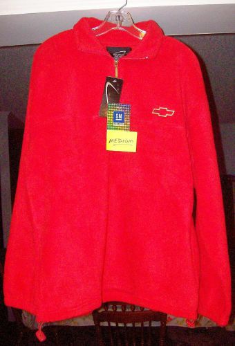 Red polar fleece chevy emblem long sleeve pullover jacket medium new!!!