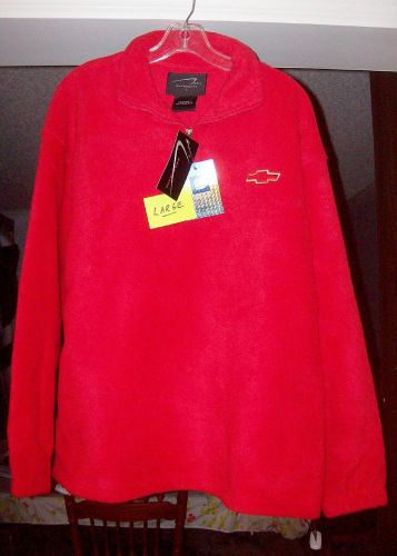 Red polar fleece chevy emblem long sleeve pullover jacket large new!!!