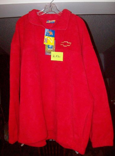 Red polar fleece chevy emblem long sleeve pullover jacket 2xl new!!!