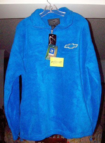 Blue polar fleece chevy emblem long sleeve pullover jacket medium new!!!