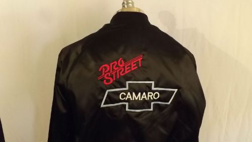 Rare vtg pro-street camaro satin jacket embroidered chevy z-28 rs ss rat/hot rod